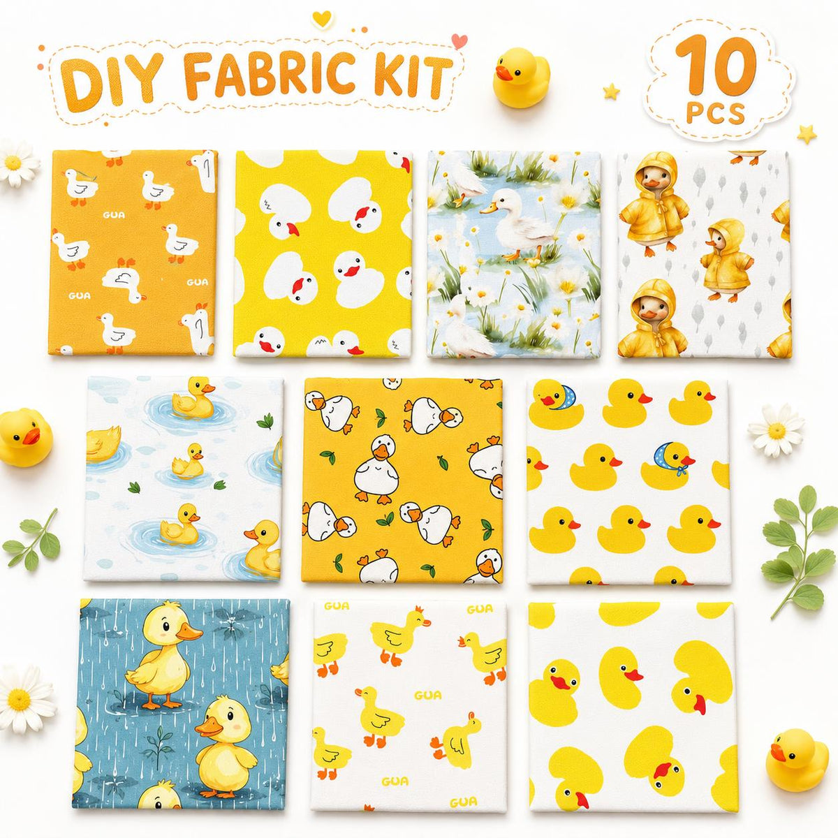 10pcs Charm Pack Set Duck Animal Vintage Style Pattern Handmade DIY with Rich Color and Texture Elements 100% Polyester Patchwork in 10 Design Styles Suitable for Patchwork DIY Craft Projects DIY Wallet Making Gift Giving Bag Making Mother's Day Gift