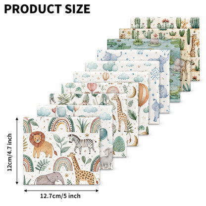 10Pc/Set Animal Series Zebra Deer Elephant Lions Cactus Fat Quarter Fabric, Pre-Cut Square Fabric Assort, Fabric Set, Craft Fabric, Handmade DIY Patchwork Fabric,Home Quilting Sewing Fabric, Packaging Fabric, Scrapbooking Craft Hobbyist