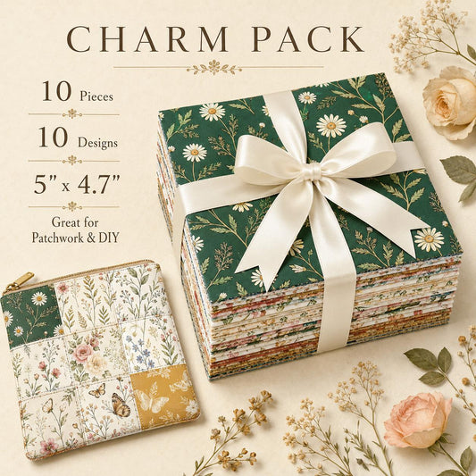 10pcs Charm Pack Set Floral Pattern 100% Polyester Patchwork in 10 Design Styles, Ready-to-Sew Without Cutting, Suitable For Patchwork Wallet Making Gift Giving Tote Bags Coasters DIY Craft Projects