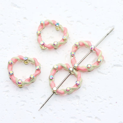 1Pc Rhinestones Hollow heart Beads, Colorful Translucent Large Heart Spacer Beads, DIY Craft Jewelry Making Accessories, For Valentine's Day