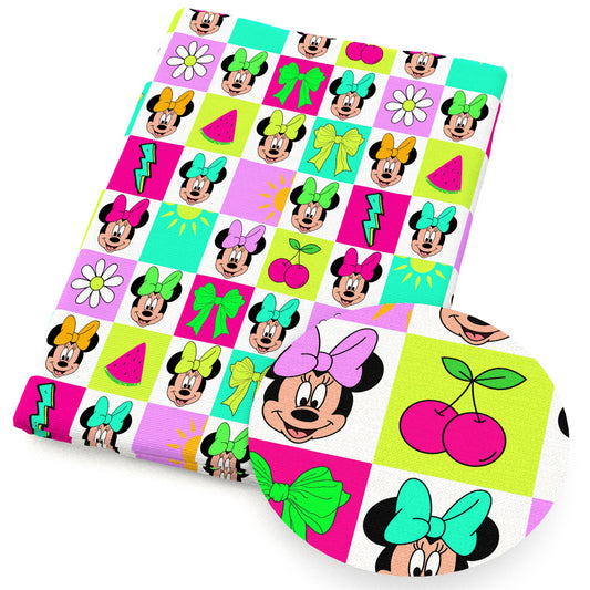 disney mickey minnie flowerfloral plaid grid gingham tartan buffalo plaid fabric