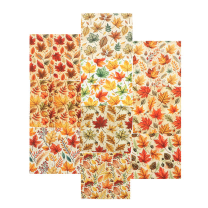 10Pc/Set Fall Autumn Series Maple Leaf Pinecones Fat Quarter Fabric, Pre-Cut Square Fabric Assort, Fabric Set, Craft Fabric, Handmade DIY Patchwork Fabric,Home Quilting Sewing Fabric, Packaging Fabric, Scrapbooking Craft Hobbyist