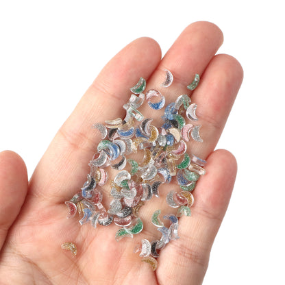 20Pcs Glitter Moon Resin Beads for Jewelry Making DIY Bracelet Necklace Chain Earrings Charm Decors For Nail Art Design Crafts Jewelry Accessories