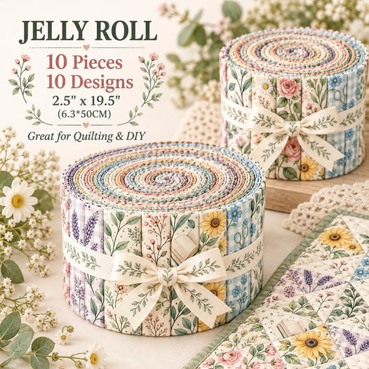 10pcs Vintage Floral Pattern Jelly Roll Fabric Strips 2.5X19.7inch Pre-Cut 100% Polyester For Patchwork Quilts, Table Runners, Placemats, Tote Bags, Storage Pouches, Makeup Bags, Coasters, Quilt Blocks & Binding