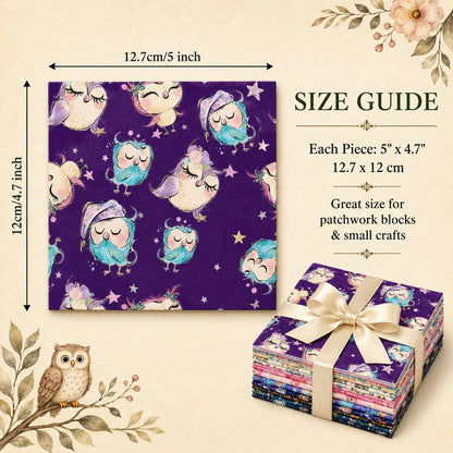 10Pc/Set Flower Owl Series Fat Quarter Fabric, Pre-Cut Square Fabric Assort, Fabric Set, Craft Fabric, Handmade DIY Patchwork Fabric,Home Quilting Sewing Fabric, Packaging Fabric, Scrapbooking Craft Hobbyist