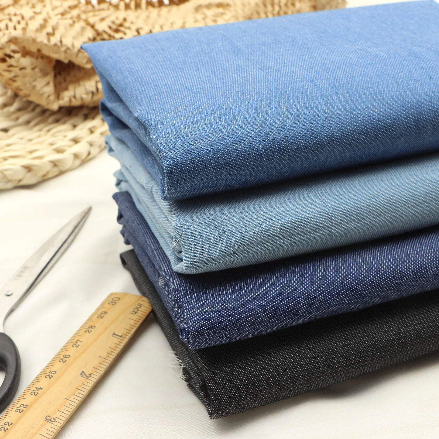 4Pc/set solid Denim Fabric Pre-Washed stripe Denim Fabric - 17.7x19.68inch(45x50cm)  DIY Crafts Projects, DIY Wallet Making
