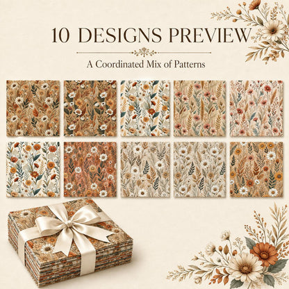 10Pc/Set Flower Series Fat Quarter Fabric, Pre-Cut Square Fabric Assort, Fabric Set, Craft Fabric, Handmade DIY Patchwork Fabric,Home Quilting Sewing Fabric, Packaging Fabric, Scrapbooking Craft Hobbyist