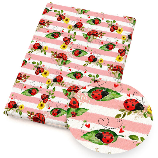 ladybug sunflower stripe leaf leaves tree fabric