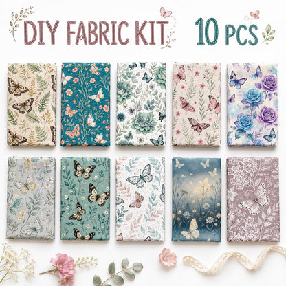 10pcs Charm Pack Set Floral Butterfly Pattern Vintage Style Handmade DIY with Rich Color and Texture Elements 100% Polyester Patchwork in 10 Design Styles Suitable for Patchwork DIY Craft Projects DIY Wallet Making Gift Giving Bag Making Mother's Day Gift
