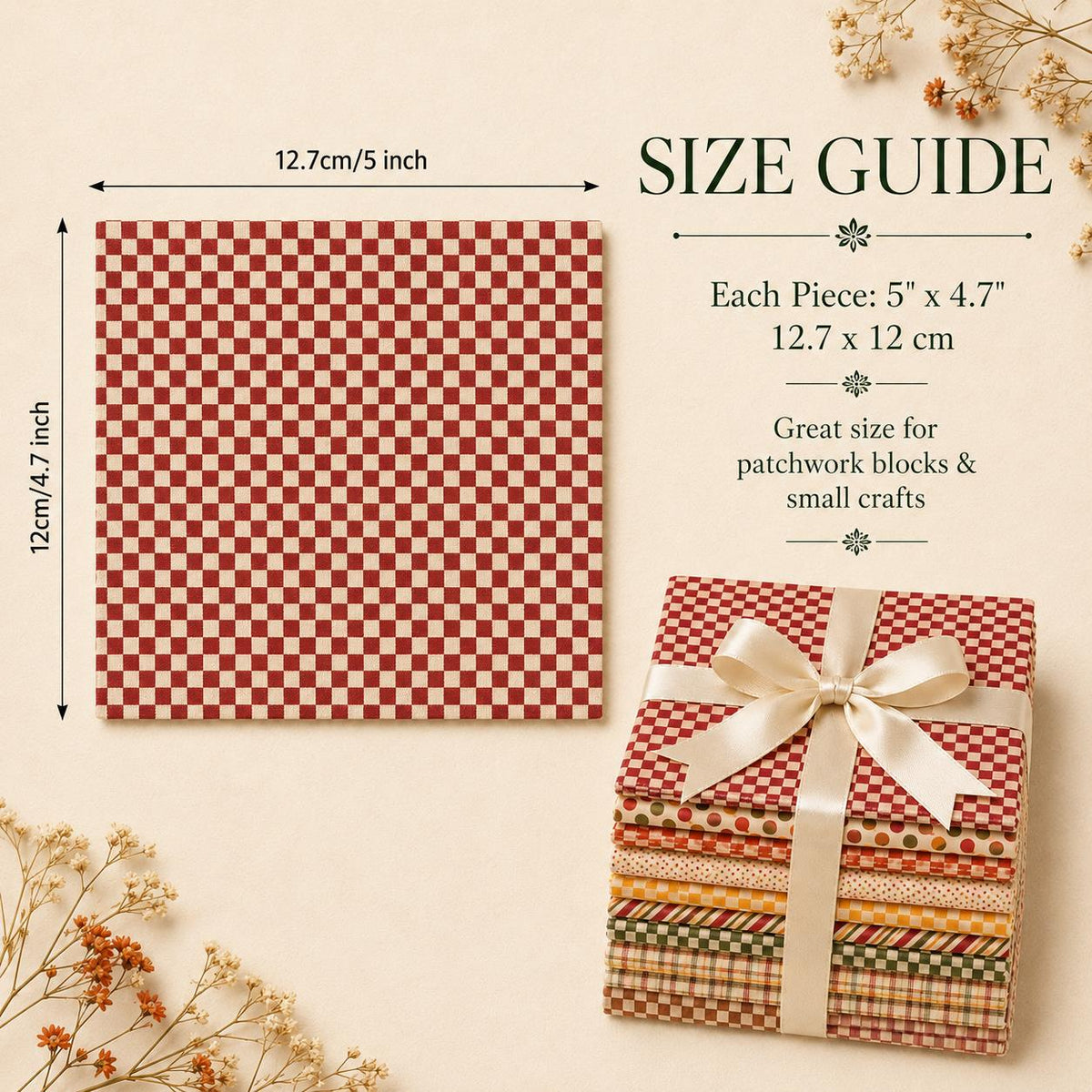 10Pc/Set Autumn Series Dot Plaid Stripe Fat Quarter Fabric, Pre-Cut Square Fabric Assort, Fabric Set, Craft Fabric, Handmade DIY Patchwork Fabric,Home Quilting Sewing Fabric, Packaging Fabric, Scrapbooking Craft Hobbyist