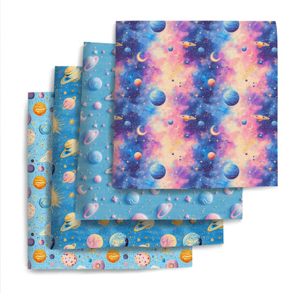 4Pc/set 7.87x7.87inch(20x20cm) star moon Planet Solar System Galaxy Precut Quilting Fabric Fat Quarter Fabric Bundle