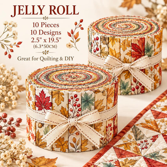 10pcs Vintage Maple Leaf Autumn Theme Jelly Roll Fabric Strips 2.5X19.7inch Pre-Cut 100% Polyester For Patchwork Quilts, Table Runners, Placemats, Tote Bags, Storage Pouches, Makeup Bags, Coasters, Quilt Blocks & Binding