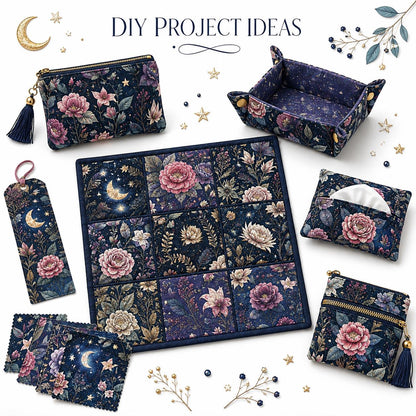 10Pc/Set Flower Black Series Fat Quarter Fabric, Pre-Cut Square Fabric Assort, Fabric Set, Craft Fabric, Handmade DIY Patchwork Fabric,Home Quilting Sewing Fabric, Packaging Fabric, Scrapbooking Craft Hobbyist