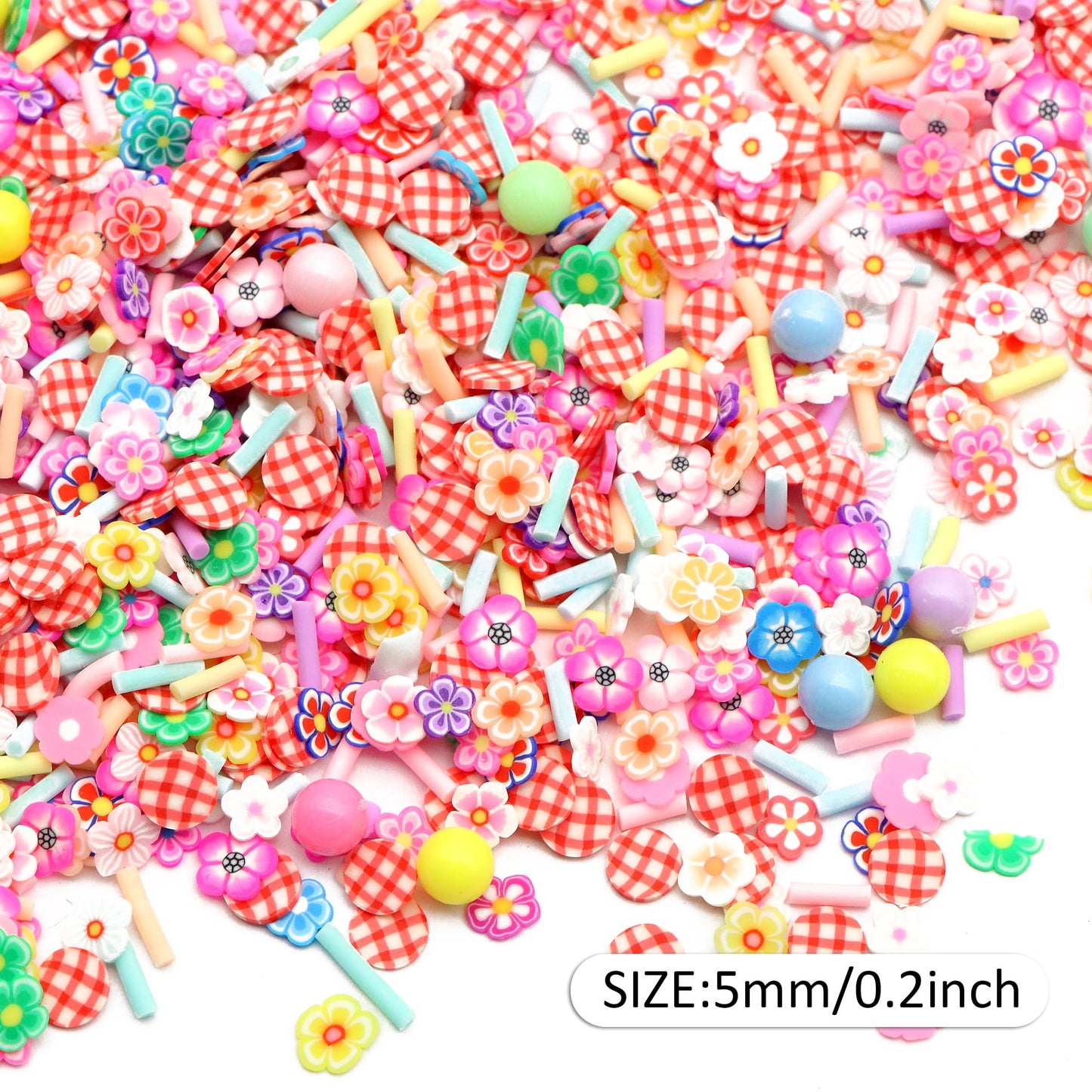 10g Polymer Clay Slices Set - Mixed Flower Shapes with Sprinkles for DIY Jewelry, Slime Crafts & Easter Decorations, Unscented