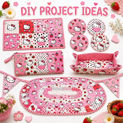 10pcs Vintage Kuromi Hello Kitty Halloween Pattern Jelly Roll Fabric Strips 2.5X19.7inch Pre-cut 100% Polyester for Patchwork Quilts, Table Runners, Placemats, Tote Bags, Storage Pouches, Makeup Bags, Coasters, Quilt Blocks & Binding