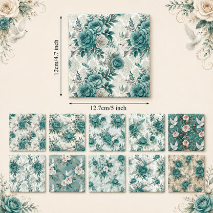 10Pc/Set Flower Green Series Fat Quarter Fabric, Pre-Cut Square Fabric Assort, Fabric Set, Craft Fabric, Handmade DIY Patchwork Fabric,Home Quilting Sewing Fabric, Packaging Fabric, Scrapbooking Craft Hobbyist