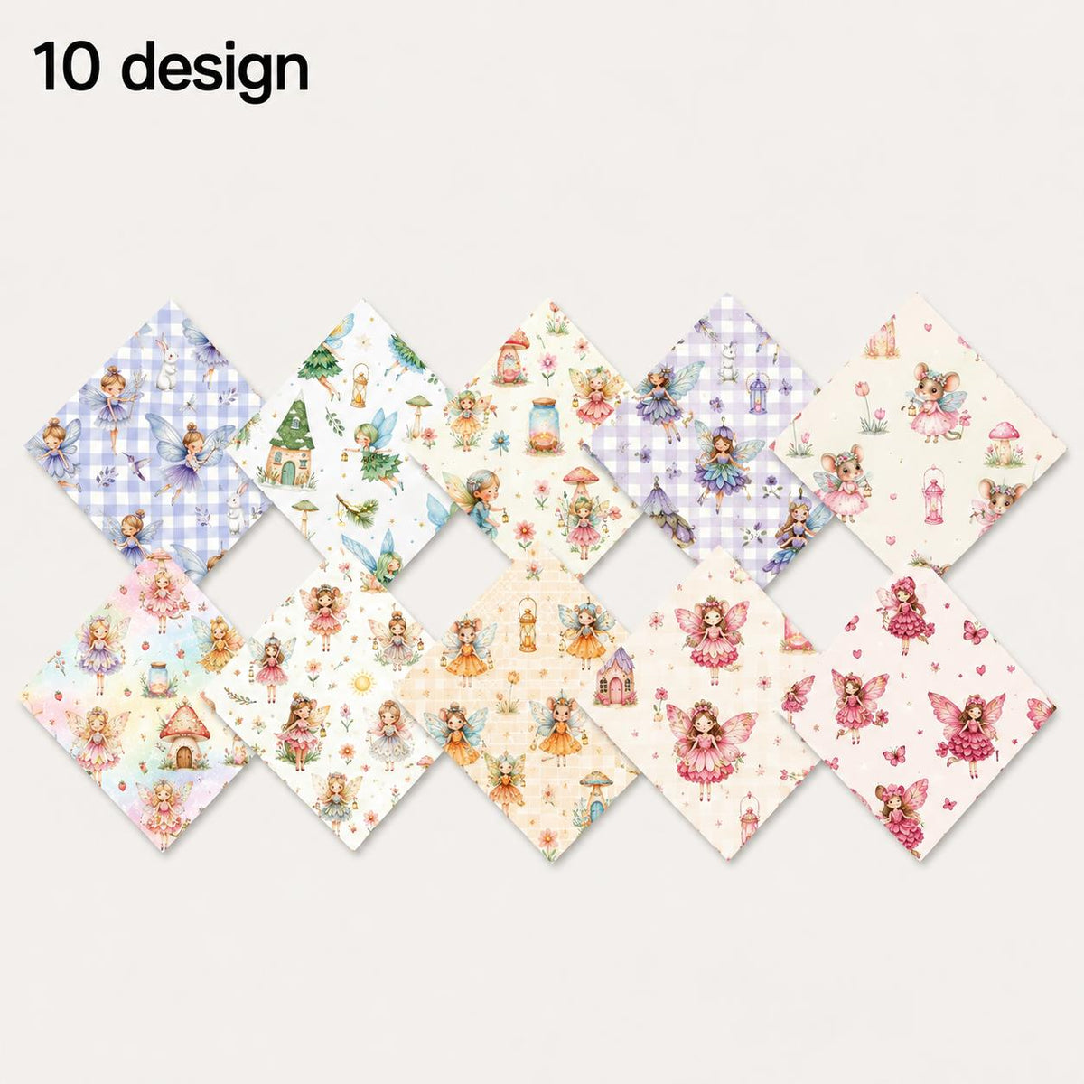 10pcs Charm Pack Set Rabbit Bird Vintage Style Pattern Handmade DIY with Rich Color and Texture Elements 100% Polyester Patchwork in 10 Design Styles Suitable for Patchwork DIY Craft Projects DIY Wallet Making Gift Giving Bag Making Mother's Day Gift