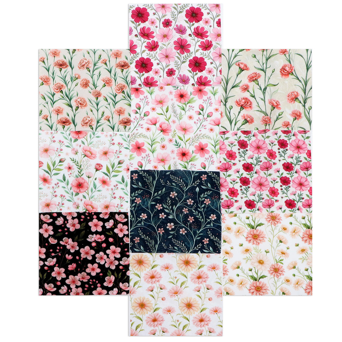 10Pc/Set Flower Series Fat Quarter Fabric, Pre-Cut Square Fabric Assort, Fabric Set, Craft Fabric, Handmade DIY Patchwork Fabric,Home Quilting Sewing Fabric, Packaging Fabric, Scrapbooking Craft Hobbyist