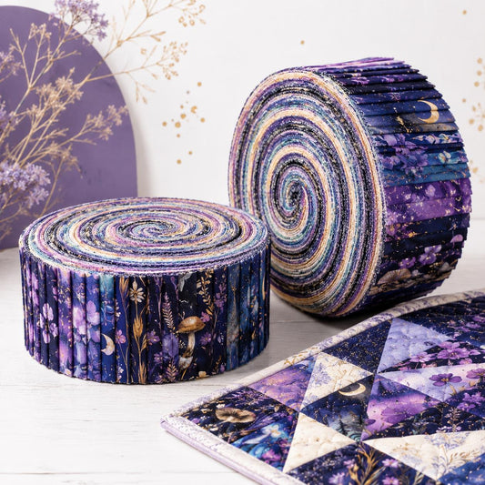 10pcs Vintage Mushroom Mountain Dark Pattern Jelly Roll Fabric Strips 2.5X19.7inch Pre-cut 100% Polyester for Patchwork Quilts, Table Runners, Placemats, Tote Bags, Storage Pouches, Makeup Bags, Coasters, Quilt Blocks & Binding