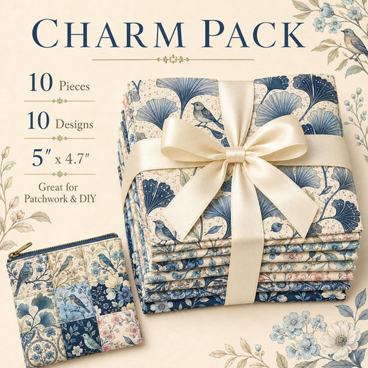 10pcs Charm Pack Set Floral Bird Vintage Style Pattern Handmade DIY with Rich Color and Texture Elements 100% Polyester Patchwork in 10 Design Styles Suitable for Patchwork DIY Craft Projects DIY Wallet Making Gift Giving Bag Making Mother's Day Gift