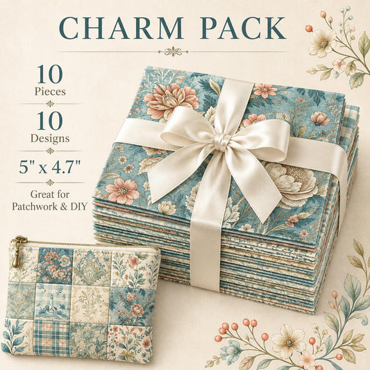 10pcs Charm Pack Set Floral Pattern Vintage Style Handmade DIY with Rich Color and Texture Elements 100% Polyester Patchwork in 10 Design Styles Suitable for Patchwork DIY Craft Projects DIY Wallet Making Gift Giving Bag Making Mother's Day Gift