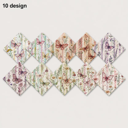 10Pc/Set Flower Stripe Butterfly Series Fat Quarter Fabric, Pre-Cut Square Fabric Assort, Fabric Set, Craft Fabric, Handmade DIY Patchwork Fabric,Home Quilting Sewing Fabric, Packaging Fabric, Scrapbooking Craft Hobbyist