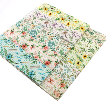 10pcs Vintage Floral Pattern Jelly Roll Fabric Strips 2.5X19.7inch Pre-Cut 100% Polyester For Patchwork Quilts, Table Runners, Placemats, Tote Bags, Storage Pouches, Makeup Bags, Coasters, Quilt Blocks & Binding