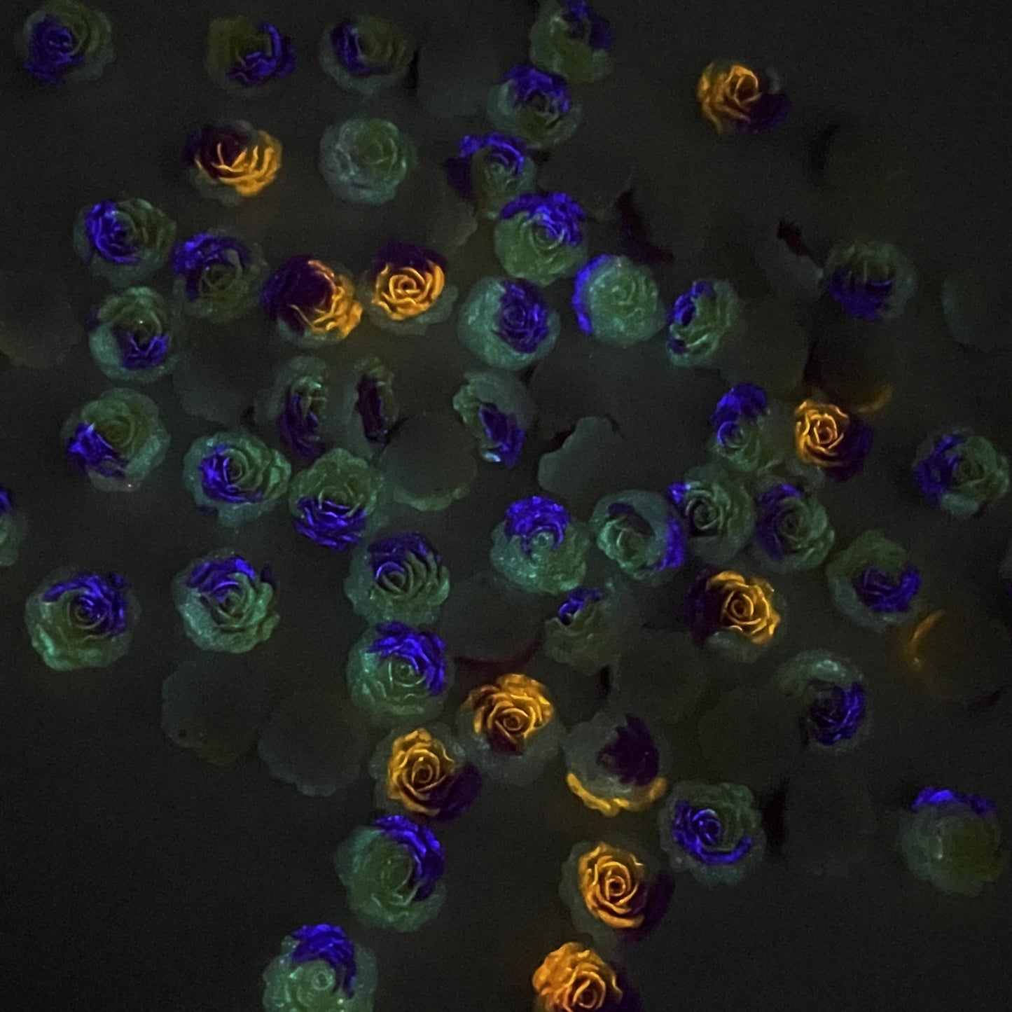 50pcs Acrylic Resin Rose Flower Charms - Glow In The Dark Series 3D Cabochons for DIY Phone Cases, Keychains, Fridge Decor & Accessories