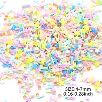 20g/pack Mixed Nail Art Polymer Clay Slices & Faux Pearl Beads - Star Flower Shaped,Unscented - Slime Charms for Resin, Lip Gloss DIY, Nail Art & Crafts