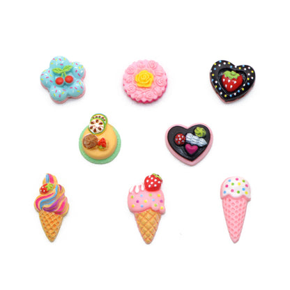 10Pcs Acrylic Ice Cream & Cake Charms,Food Series Flatback Resin Cabochons for DIY Jewelry, Earrings, Bracelets, Keychains, Festive Decor, Homemade Gifts, Phone Cases, Water Bottles, Hair Accessories - Crafting Accessories