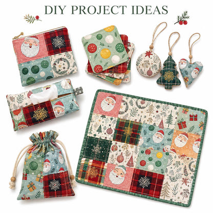 10Pc/Set Christmas Series Plaid Star Deer Santa Claus Gift Fat Quarter Fabric, Pre-Cut Square Fabric Assort, Fabric Set, Craft Fabric, Handmade DIY Patchwork Fabric,Home Quilting Sewing Fabric, Packaging Fabric, Scrapbooking Craft Hobbyist