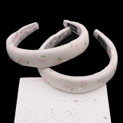 embroidery flower chiffon high cranial hairband