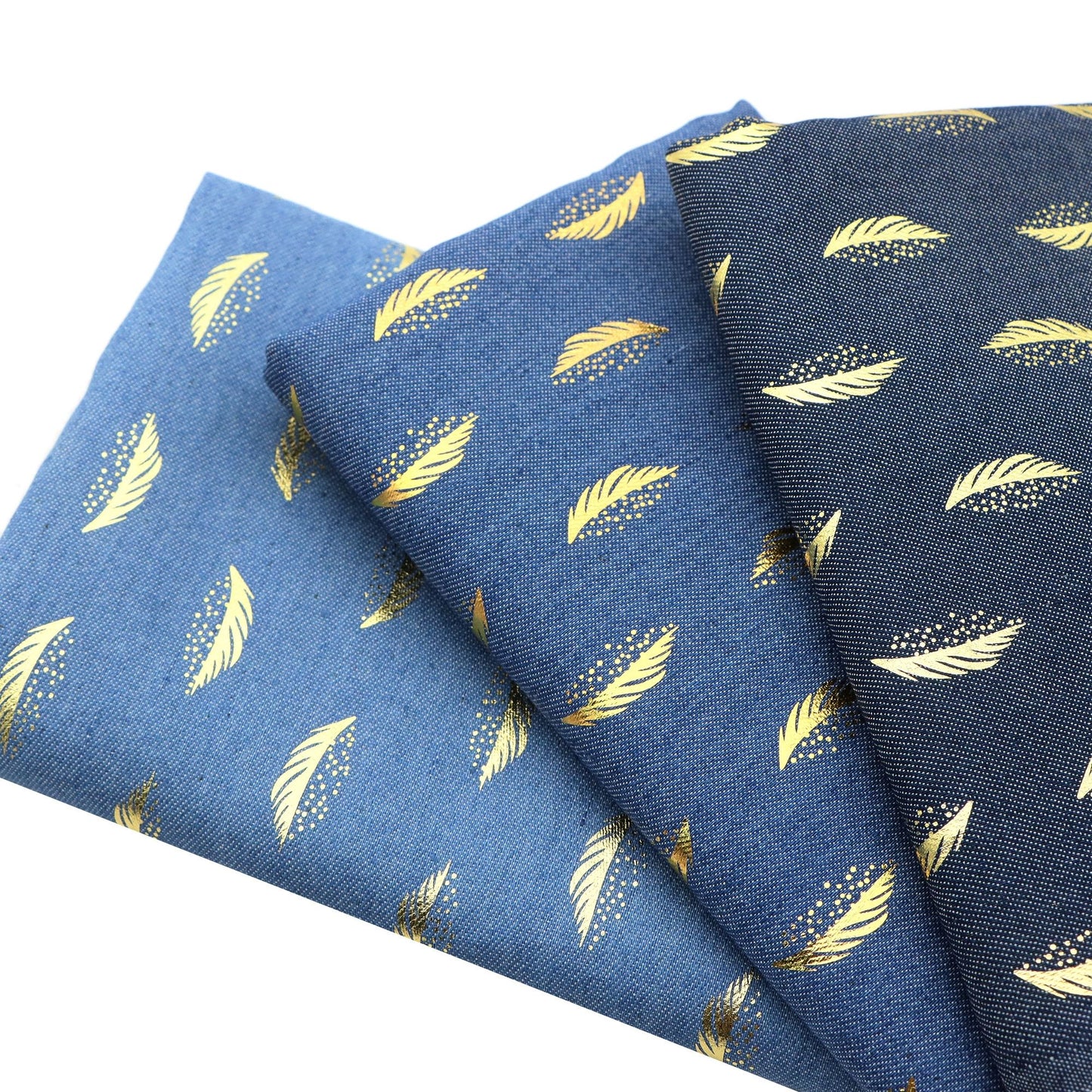 1Pc feather Golden Hot Stamping Pre-Washed Denim Fabric - 59x19.68inch(150x50cm)  DIY Crafts Projects, DIY Wallet Making