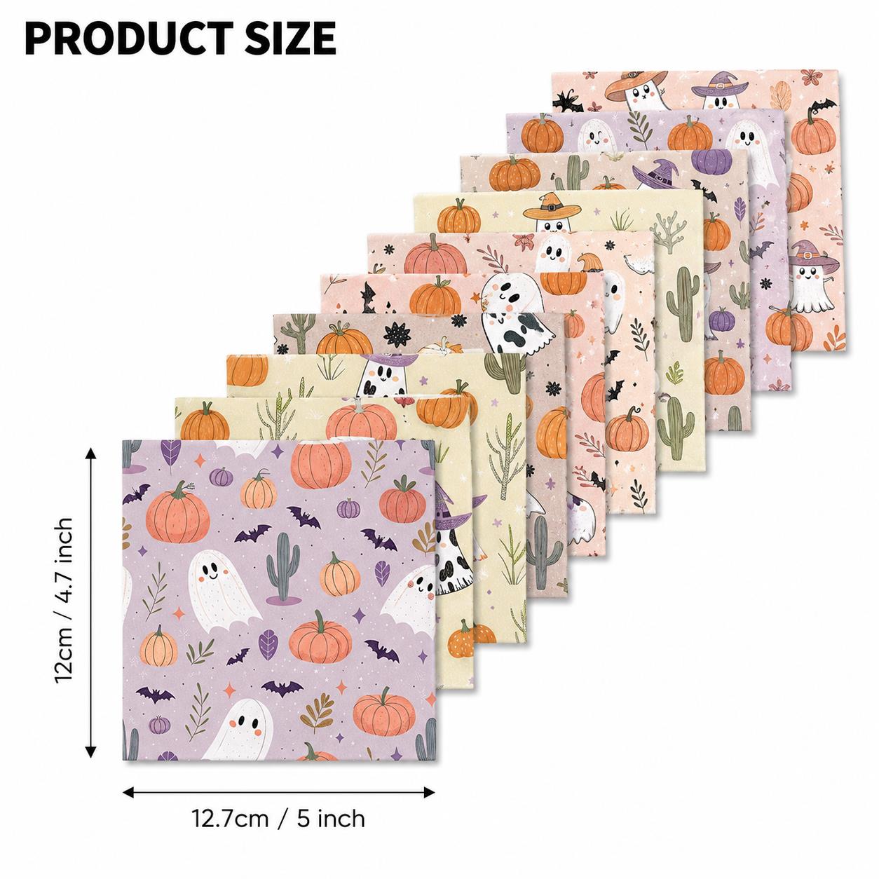 10Pc/Set Halloween Series Skull Pumpkin Cactus Bat Fat Quarter Fabric, Pre-Cut Square Fabric Assort, Fabric Set, Craft Fabric, Handmade DIY Patchwork Fabric,Home Quilting Sewing Fabric, Packaging Fabric, Scrapbooking Craft Hobbyist
