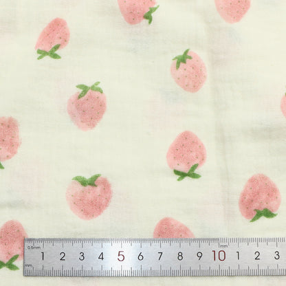 1pc Strawberry Pattern Gauze Yarn Fabric -51.18 x19.68inch Polyester Craft Fabrics, Breathable & Lightweight, Perfect for DIY Handmade Projects, Doll Clothes Fabric, Sewing, Hair Ties, Patchwork