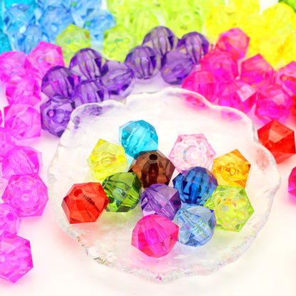 20Pcs Acrylic Transparent Hexagonal Beads Imitation Crystal Beads Loose Beads Diy Handmade Beaded Mobile Phone Chain Bracelet Necklace Making Jewelry Accessories
