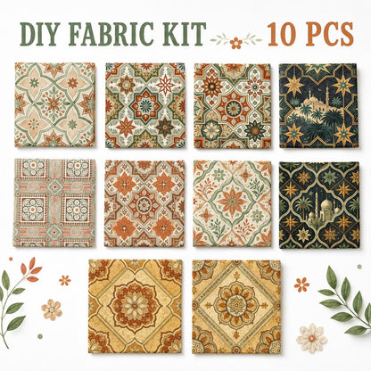 10pcs Charm Pack Set Geometric Floral Pattern 100% Polyester Patchwork in 10 Design Styles, Ready-to-Sew Without Cutting, Suitable For Patchwork Wallet Making Gift Giving Tote Bags Coasters DIY Craft Projects