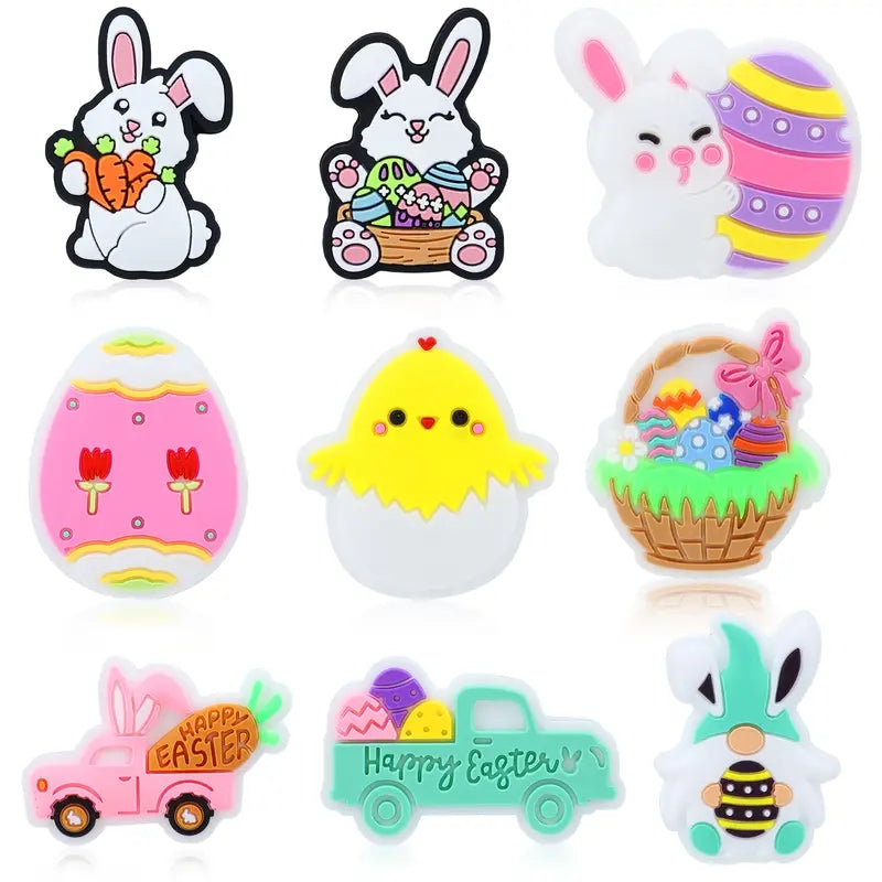 1PC Chicken Gnome Rabbit Bunny Easter Silicone Beads for Jewelry Making, DIY Beading, Key Bag Chain, Bracelet, Necklace, Beaded Pen Decors, and Home Decoration Accessories