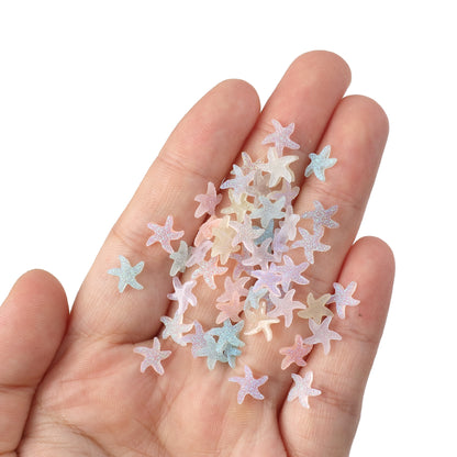 20pcs Glitter Starfish Nail Charms - Transparent Acrylic Beads, Flatback Skeleton Cabochons for DIY Nail Art & Craft Decorations