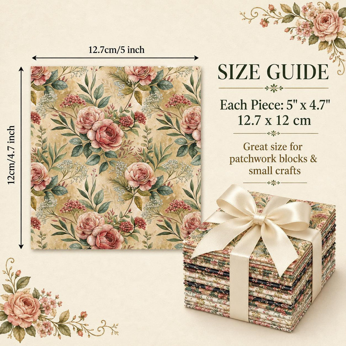 10Pc/Set Flower Series Fat Quarter Fabric, Pre-Cut Square Fabric Assort, Fabric Set, Craft Fabric, Handmade DIY Patchwork Fabric,Home Quilting Sewing Fabric, Packaging Fabric, Scrapbooking Craft Hobbyist