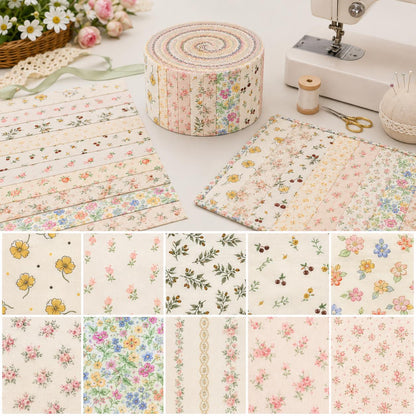 10pcs Vintage Floral Pattern Jelly Roll Fabric Strips 2.5X19.7inch Pre-cut 100% Polyester for Patchwork Quilts, Table Runners, Placemats, Tote Bags, Storage Pouches, Makeup Bags, Coasters, Quilt Blocks & Binding Multi-color