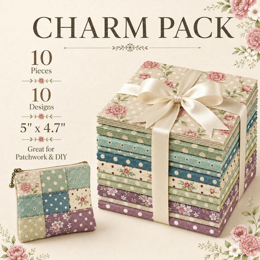 10pcs Charm Pack Set Floral Dot Pattern Vintage Style Handmade DIY with Rich Color and Texture Elements 100% Polyester Patchwork in 10 Design Styles Suitable for Patchwork DIY Craft Projects DIY Wallet Making Gift Giving Bag Making Mother's Day Gift