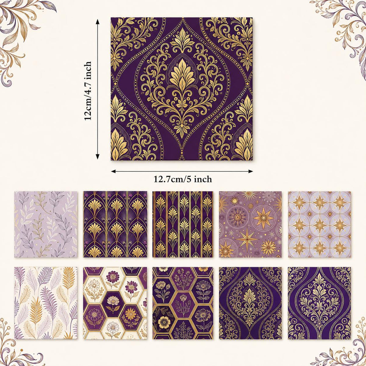 10Pc/Set Flower Purple Series Stripe Feather Fat Quarter Fabric, Pre-Cut Square Fabric Assort, Fabric Set, Craft Fabric, Handmade DIY Patchwork Fabric,Home Quilting Sewing Fabric, Packaging Fabric, Scrapbooking Craft Hobbyist
