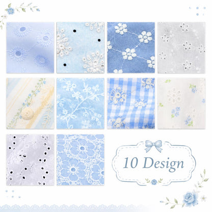 10pcs Vintage Floral Blue & White Pattern Purple Jelly Roll Fabric Strips 2.5X19.7inch Pre-cut 100% Polyester for Patchwork Quilts, Table Runners, Placemats, Tote Bags, Storage Pouches, Makeup Bags, Coasters, Quilt Blocks & Binding