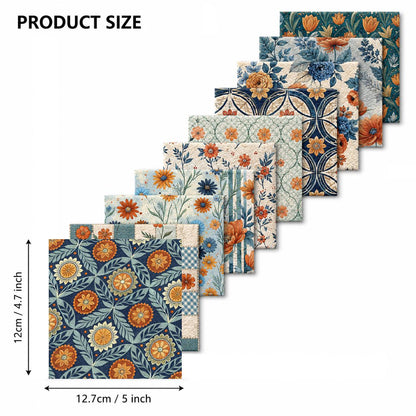 10Pc/Set Flower Plaid Daisy Blue Series Fat Quarter Fabric, Pre-Cut Square Fabric Assort, Fabric Set, Craft Fabric, Handmade DIY Patchwork Fabric,Home Quilting Sewing Fabric, Packaging Fabric, Scrapbooking Craft Hobbyist