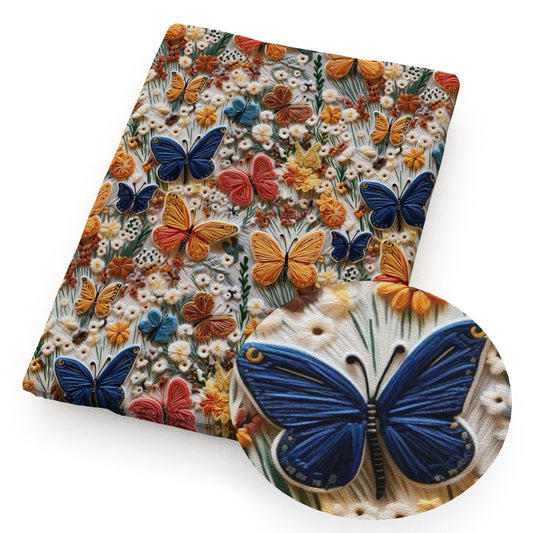 imitation embroidery series butterfly flowerfloral fabric