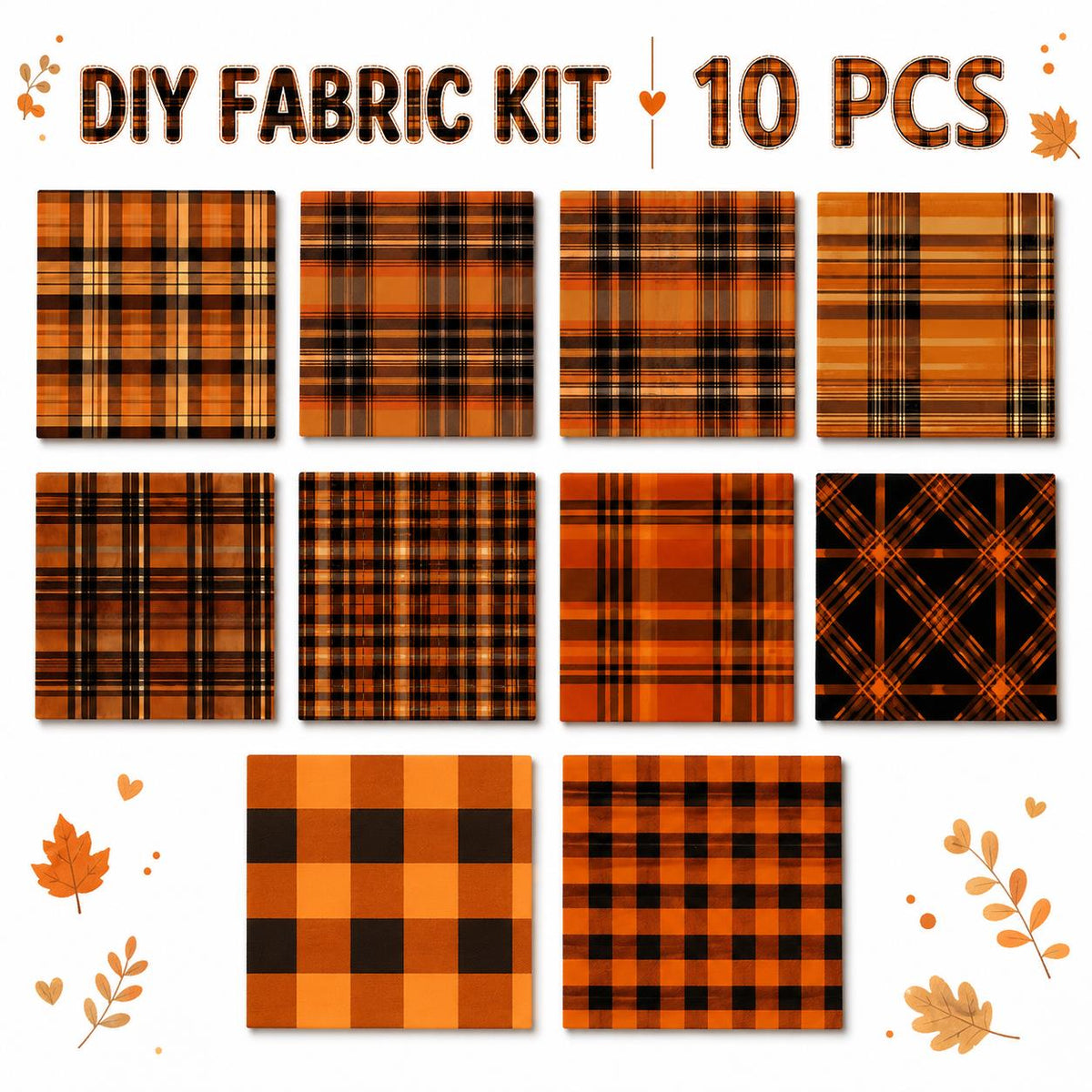 10pcs Charm Pack Set Plaid Pattern Vintage Style Handmade DIY with Rich Color and Texture Elements 100% Polyester Patchwork in 10 Design Styles Suitable for Patchwork DIY Craft Projects DIY Wallet Making Gift Giving Bag Making Mother's Day Gift