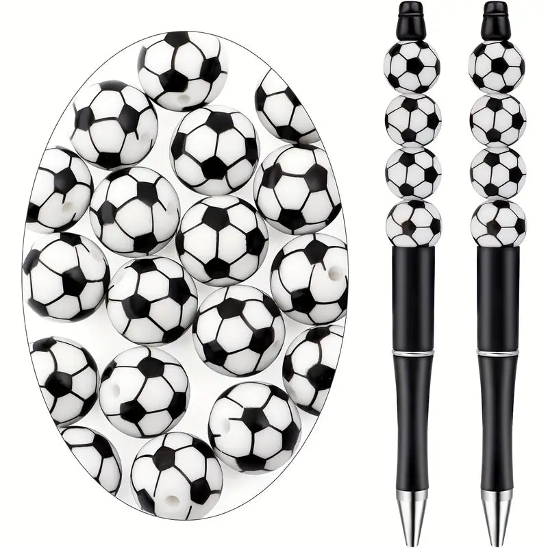 1Pc Silicone Football Soccer Ball Beads for DIY Keychain Charms, Personalized Sports Jewelry Making Kit, Creative Party Decorations, Sturdy Easy-to-Bead Washable Beads