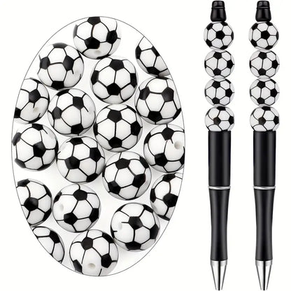 1Pc Silicone Football Soccer Ball Beads for DIY Keychain Charms, Personalized Sports Jewelry Making Kit, Creative Party Decorations, Sturdy Easy-to-Bead Washable Beads