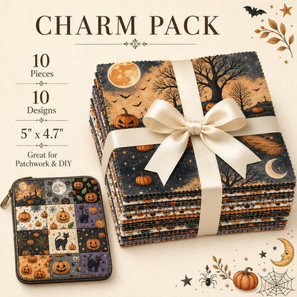 10pcs Charm Pack Set Halloween Pumpkin Holly Snow Pattern Vintage Style Handmade DIY with Rich Color and Texture Elements 100% Polyester Patchwork in 10 Design Styles Suitable for Patchwork DIY Craft Projects DIY Wallet Making Gift Giving Bag Making Mothe